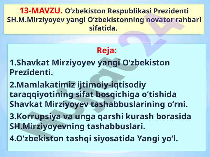 O‘zbekiston respublikasi prezidenti sh.m.mirziyoyev