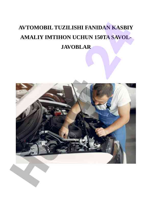 Avtomobil tuzilishi fanidan kasbiy amaliy imtihon