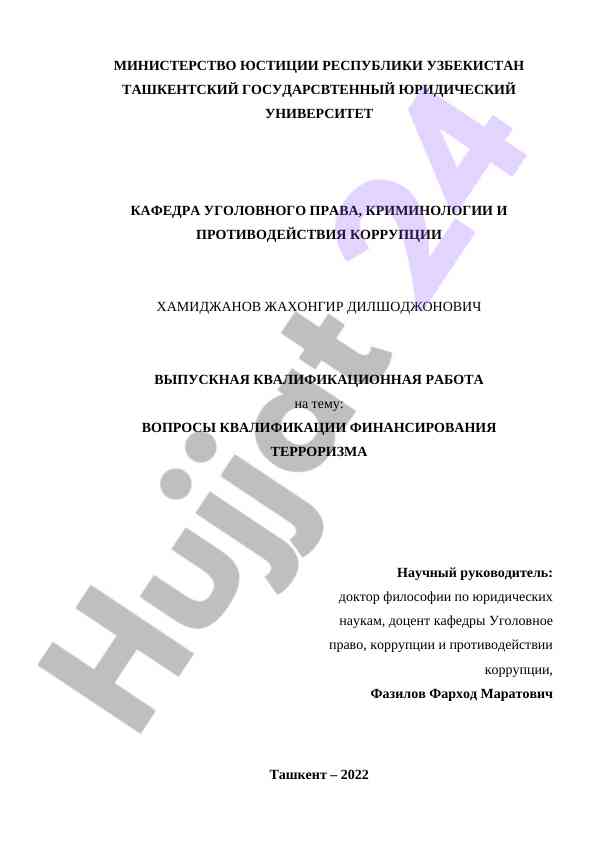 Общая характеристика финансирования терроризма