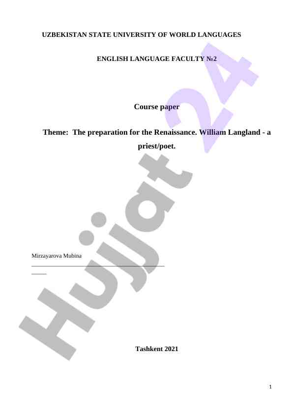 Renessansga tayyorlanish
