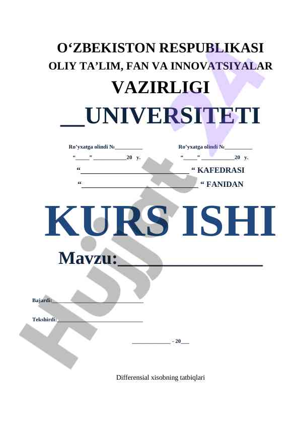 Differensial Xisobning Tatbiqlari Mavzusi