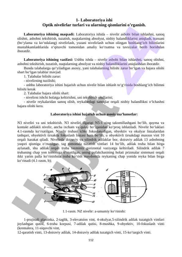 Optik Nivelirlar Turlari Va Ularning Qismlari