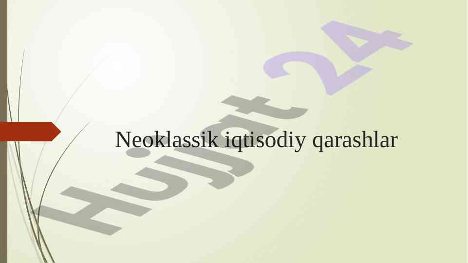 Neoklassik iqtisodiy qarashlar va alfred marshall