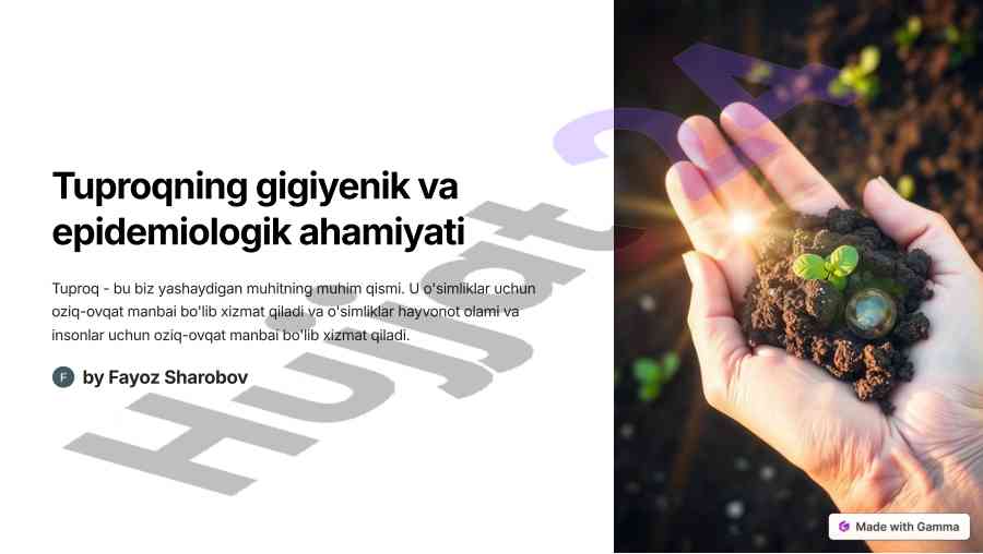 T uproqning gigiyenik va epidemiologik ahamiyati