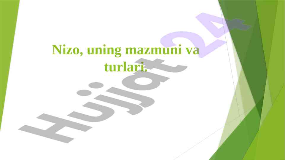 Nizo mazmuni va turlari bo'yicha tahlil