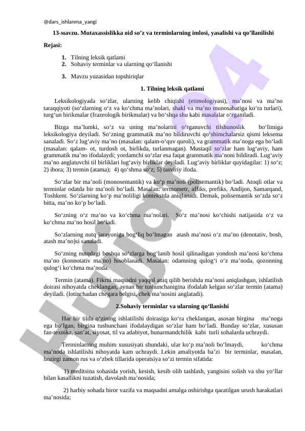 Mutaxassislik so'zlari va terminlarning imlosi