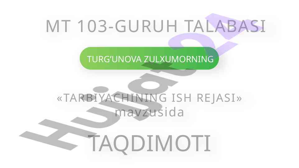 Tarbiyachining ish rejasi taqdimoti