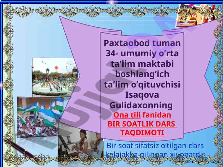 Bir soatlik dars taqdimoti vaqtiga xiyonat