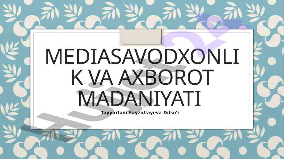 Ijtimoiy tarmoqlarning yoshlar ma'naviyatiga ta'siri