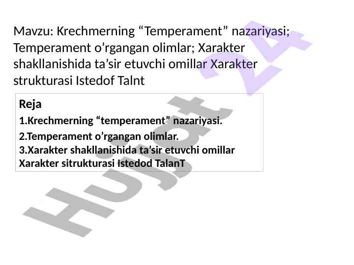 Krechmerning temperament nazariyasi va xarakter