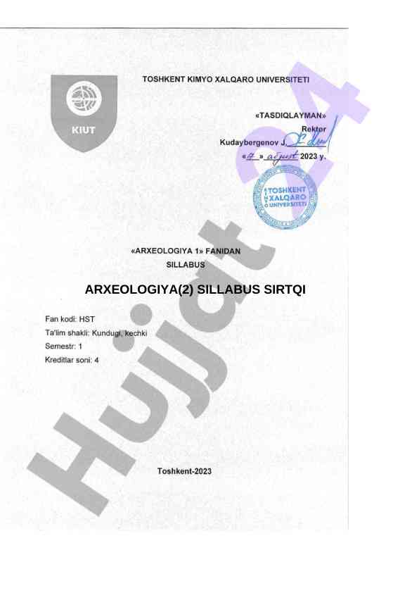 Arxeologiya syllabus sirtqi o’rganishning zaruriyati