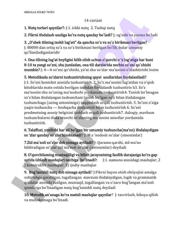 Nutq turlari va ularni ifodalash usullari
