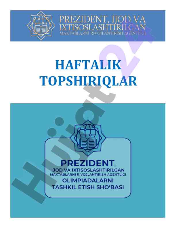 Kimyo fanidan haftalik topshiriqlar