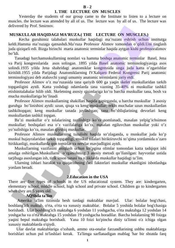 Muskullar haqidagi ma'ruza
