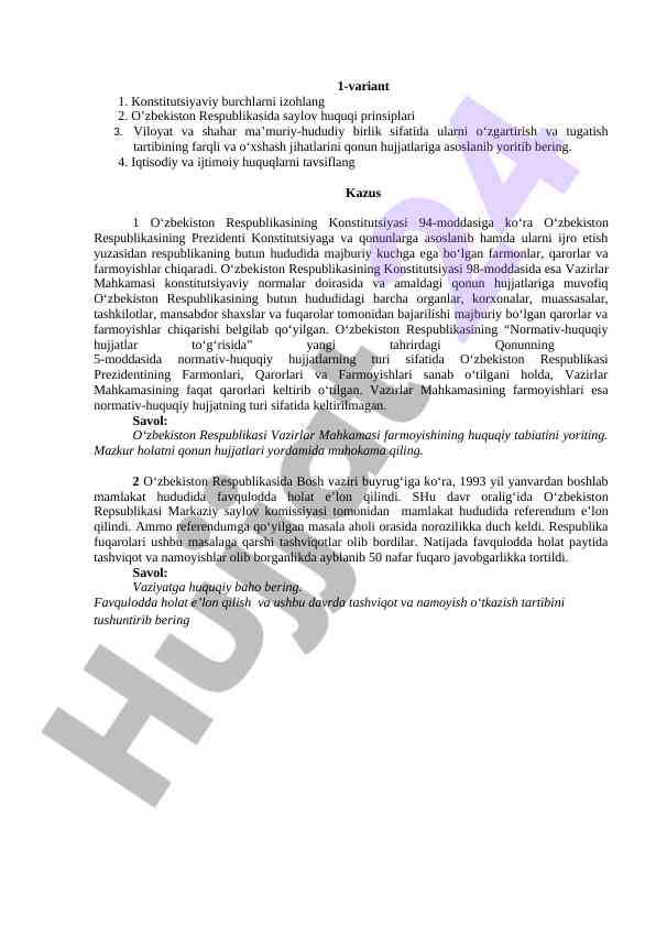 O'zbekistonda saylov huquqi prinsiplari