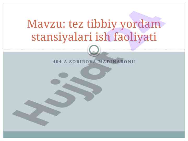 Tez tibbiy yordam stansiyalari ish faoliyati