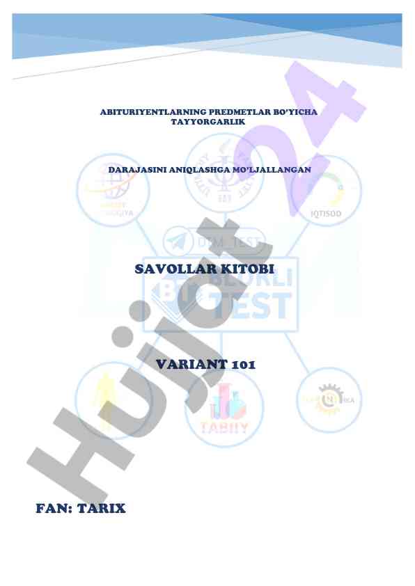 Abituryentlarning tarix fanidan savollar kitobi