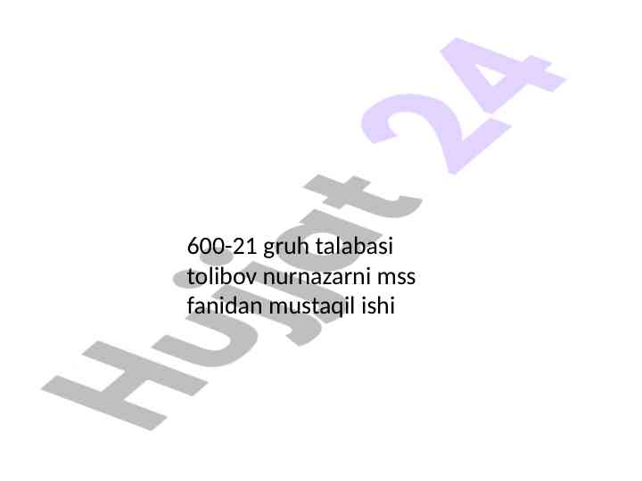 Mss fanidan mustaqil ish kreativ talabalar uchun