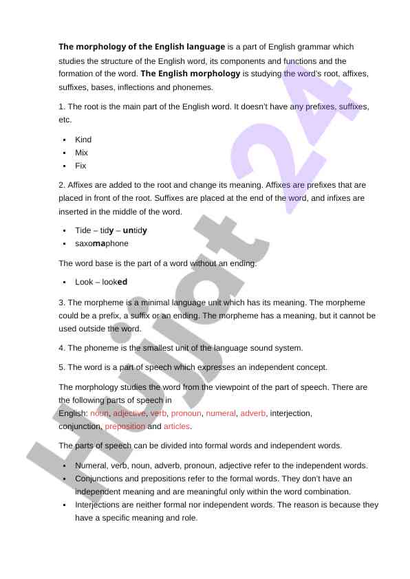 Morphology of the english language structure and use