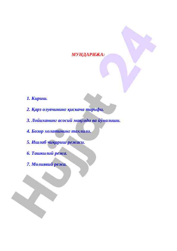 Ишлаб чиқариш режаси тадбиркорлик иктисодиётида