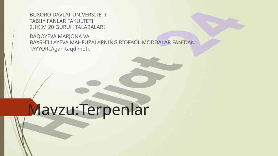 Terpenlar tabiiy birikmalarning muhim sinfi