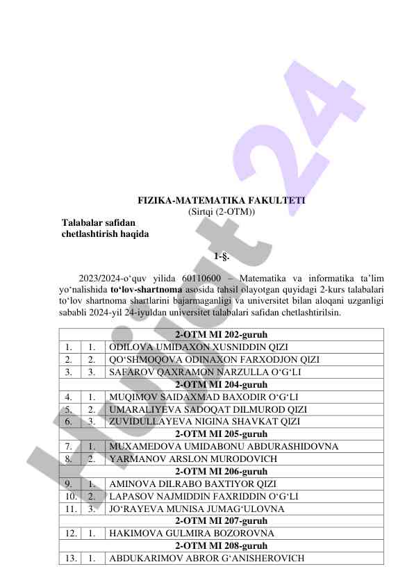 Chetlashtirish jarayoni haqida ma'lumotlar 2023-2024