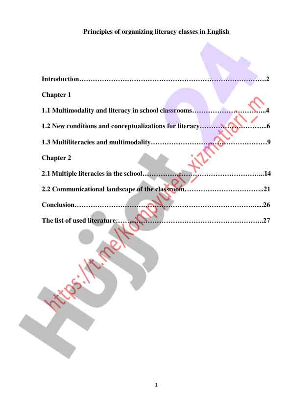 Organizing literacy classes in english education