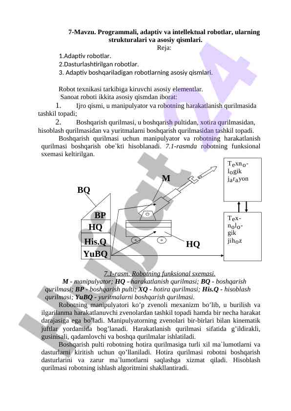 Programmali va intellektual robotlar strukturalari