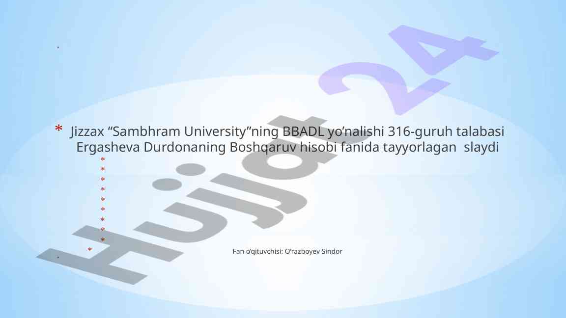 Mahsulot ishlab chiqarish tannarxi hisobi taqdimoti