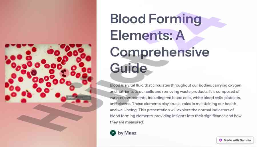 Blood forming elements overview and measurement