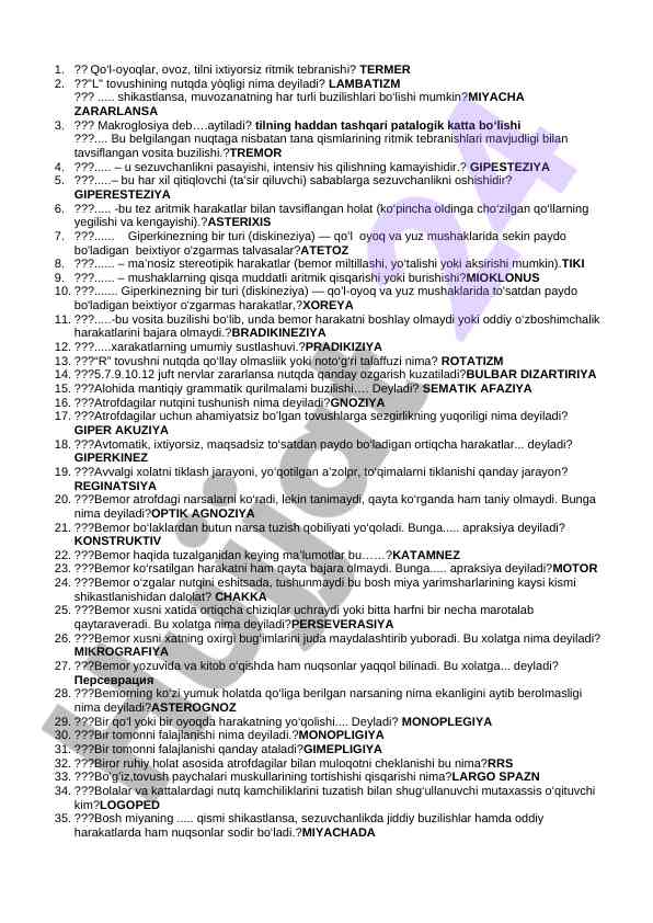 Ritmik tebranishlar va nutq buzilishlari