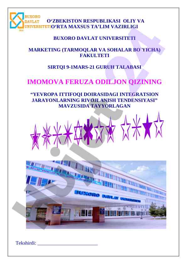 Yevropa ittifoqi integratsion jarayonlari tahlili