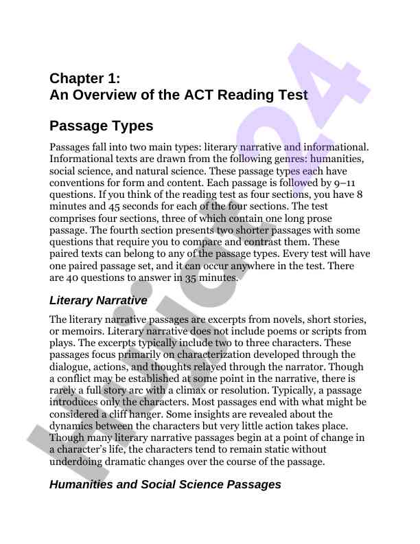 Overview of the act reading test passage types