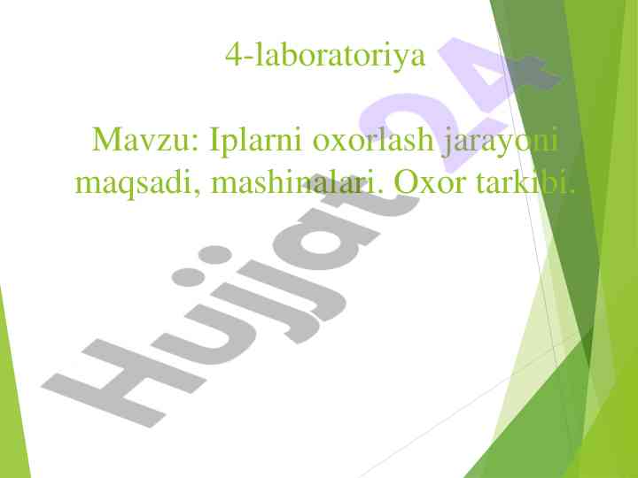 Iplarni oxorlash jarayoni va mashinalari
