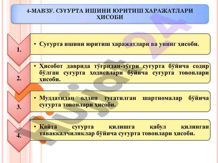 Суғурта ишини юритиш харажатлари ҳисоби