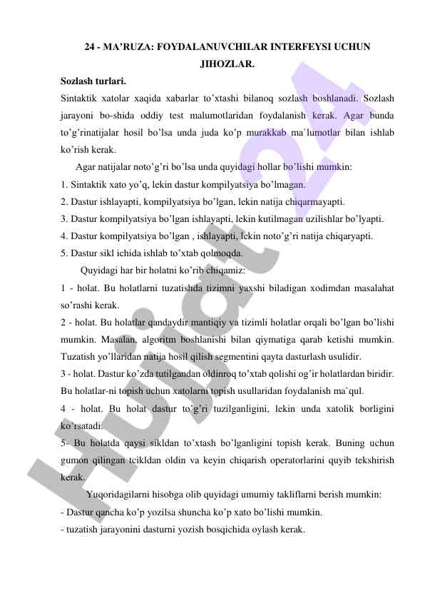 Foydalanuvchilar interfeysi uchun jihozlar