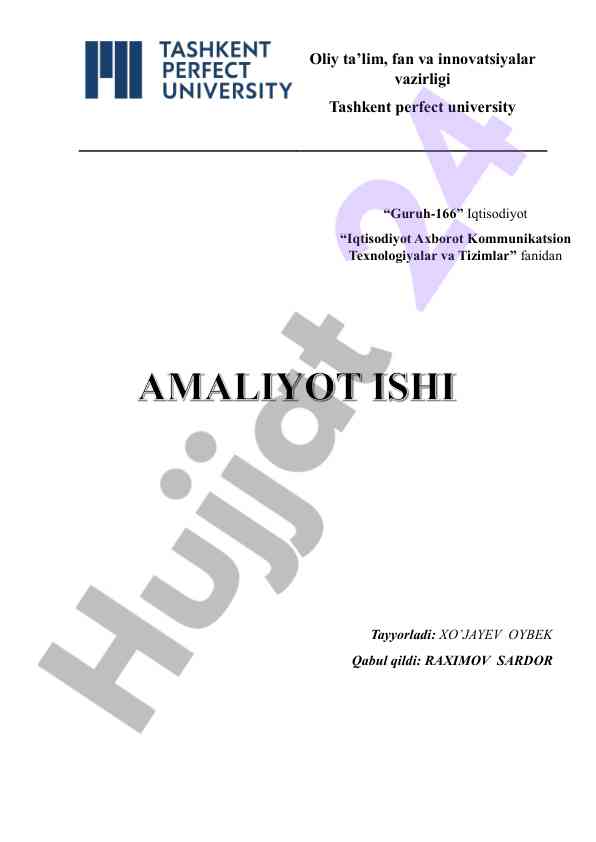 Iqtisodiyot axborot texnologiyalari bo'yicha kurs ishlari