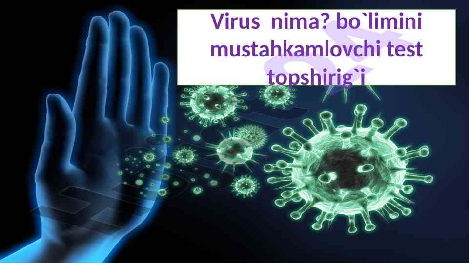 Virus nima? bo‘limini mustahkamlovchi test topshirigi