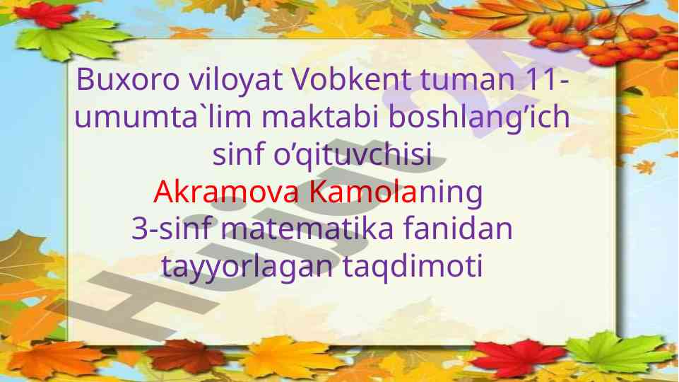 Matematika fanidan algoritmlar taqdimoti
