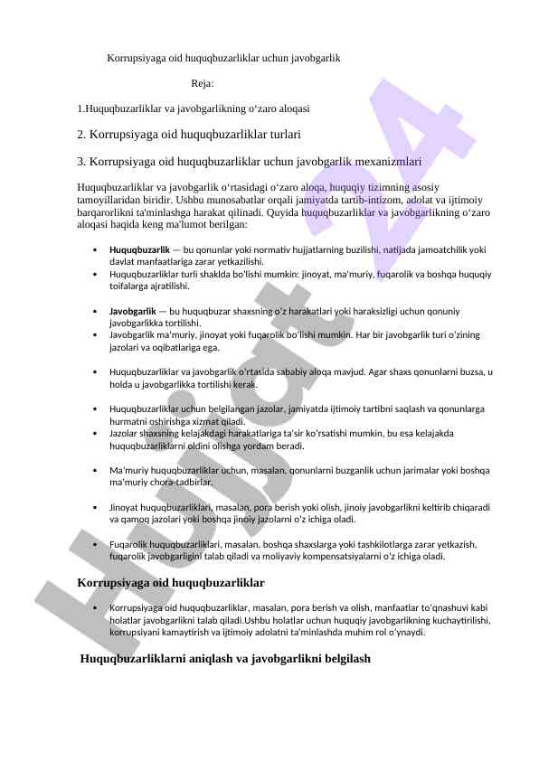 Korrupsiyaga oid huquqbuzarliklar va javobgarlik
