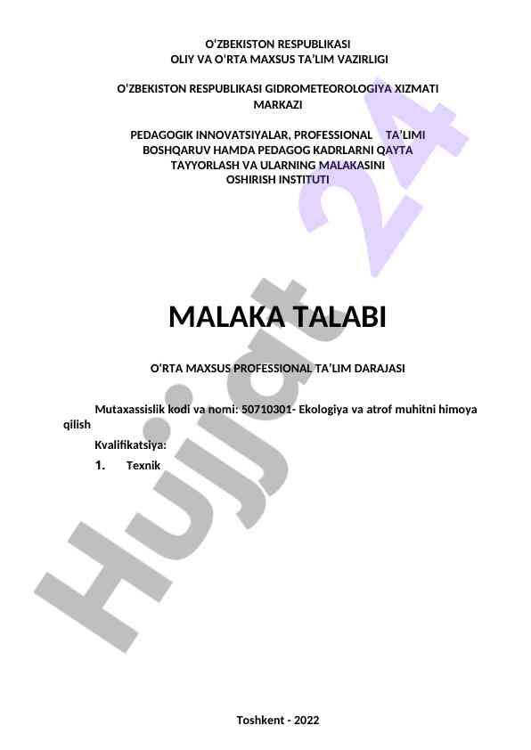 Ekologiya va atrof muhitni himoya qilish