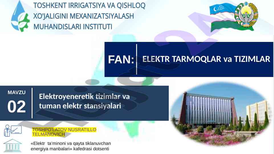 Elektr tarmoqlari va tizimlar fanidagi muammolar