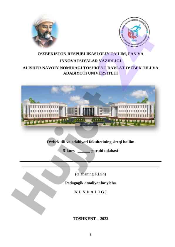 Pedagogik amaliyot o‘tash bo‘yicha yo‘llanma