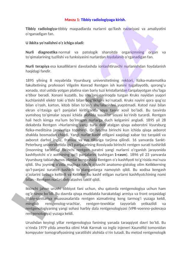 Tibbiy radiologiya: nazariya va amaliyot
