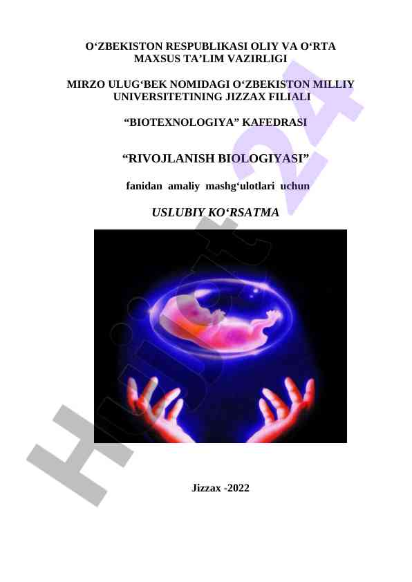 Rivojlanish biologiyasi fanidan amaliy mashg‘ulotlar