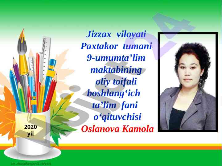 Ona tili fani dars ishlanmasi 3-sinf uchun