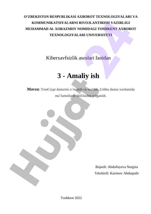 Truecrypt dasturida ma'lumotlarni shifrlash