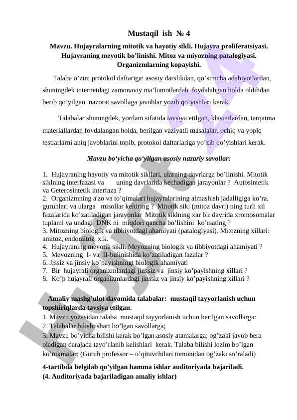 Hujayralarning mitotik va hayotiy sikli aspectlari