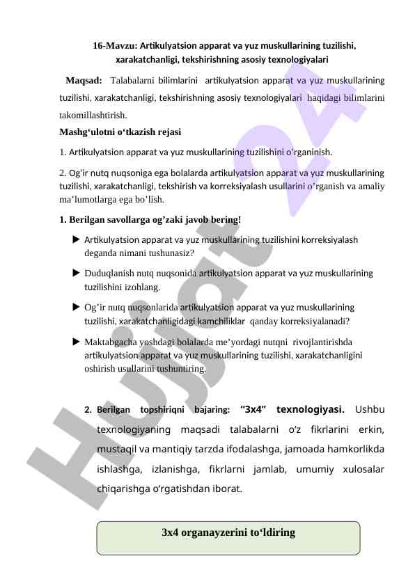 Artikulyatsion apparati va yuz muskullari tuzilishi