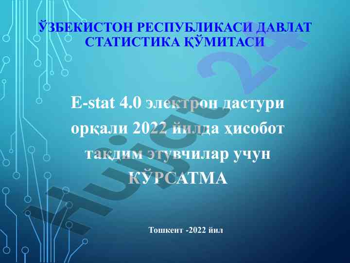 E-stat 4.0 дастури орқали ҳисобот тақдим этиш бўйича кўрсатма